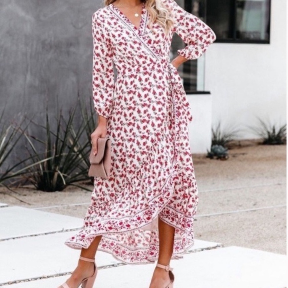 Anthropologie Floral Maxi Wrap Dress